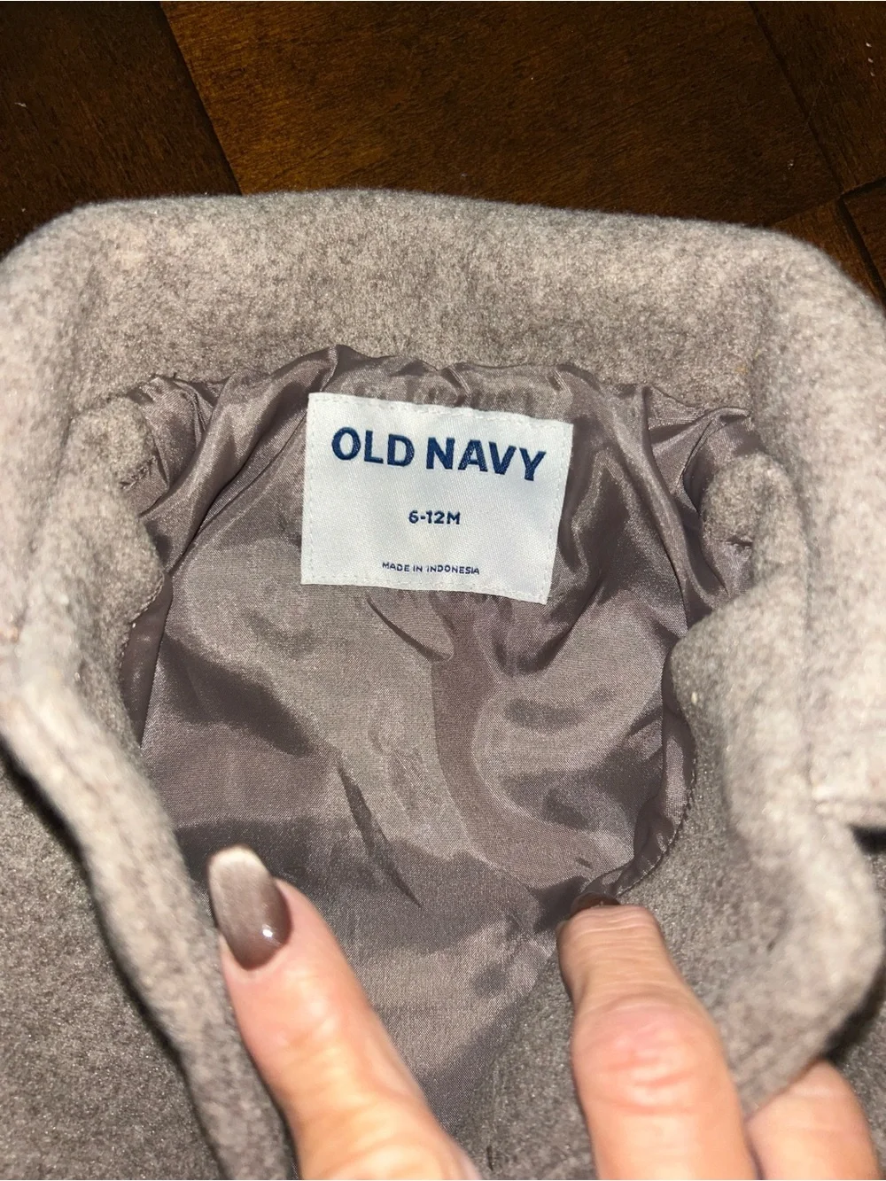 NWT Old Navy Toddler Button-Front Wool-Blend Pea Coat Light Taupe Sz 6-12 Month